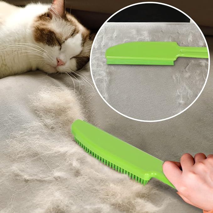 Rubber Broom and Pet Hair Removal Brush Set for Carpet, Fur Remover Broom with Squeegee for Wooden Floor, Detailing Lint Remover Brush for Pet Dog Cat Hair Car Interior
