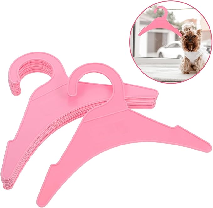 STOBAZA 10pcs Small Plastic Pet Clothes Hangers Mini Dog Coat Hanger Non-Slip Drying Rack for Puppies and Cats, Sturdy Lightweight Clothes Organizer for Pet Apparel Storage