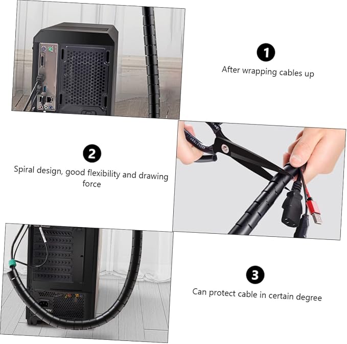 Cable Management Sleeve Spiral Wire Holder Wire Wrap Cord Organizer Black Cable Organizer for Pet