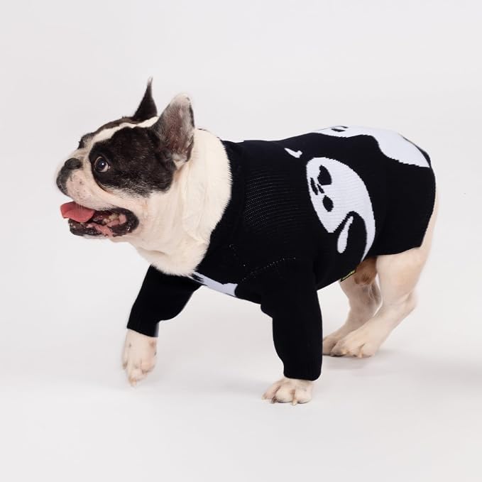 Fitwarm Halloween Ghost Dog Sweater, Funny Costumes for Dogs, Pet Apparel, Black, White, Small