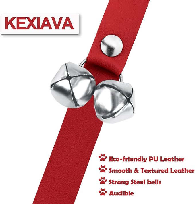 Leather Dog Bells, Puppy Potty Training Bell Dog Doorbell Potty Train Dog Bell for Potty Training Door Bells for Dogs to Ring to Go Outside Jingle Bells (Leather Red, Bone 1 PCS)