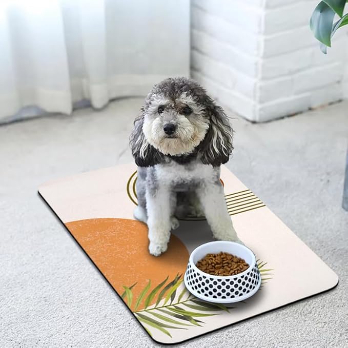 Dog Food Mats for Floors Waterproof, Cat Water Bowl Mats Pet Feeding Absorbent Placemats Bohemia 24 * 32 inch
