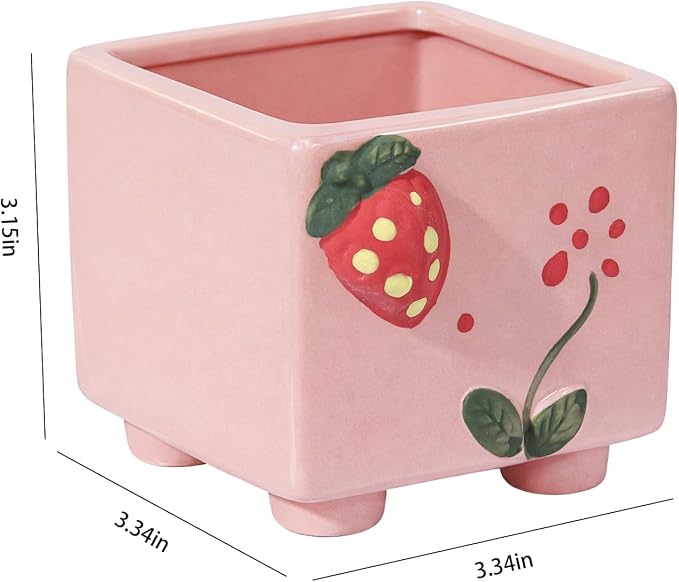 Ceramic Strawberry Shaped Pen Pencil Holder for Desk Decoration Accessories Strawberry Decor Makeup Brush Pen Cups Succulent Plant Pot Office School Ideal Gifts for Women, Mom or Birthdays (red)