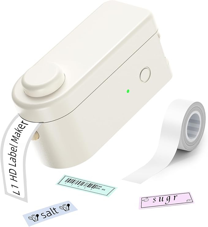 Makeid L1 HD Label Maker Machine with Tape - Portable & Rechargeable Label Makers Compatible with 9 12 16mm Waterproof Tape - Mini Bluetooth Labeler for Organizing Office Home School - 300DPI