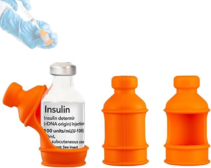 3 Pack Insulin Vial Bottle Protector Sleeve for Diabetic, Silicone Protective Case to Protect Insulin Vial from Breaking, Suitable for 10ml Short Insulin Vials (Orange)