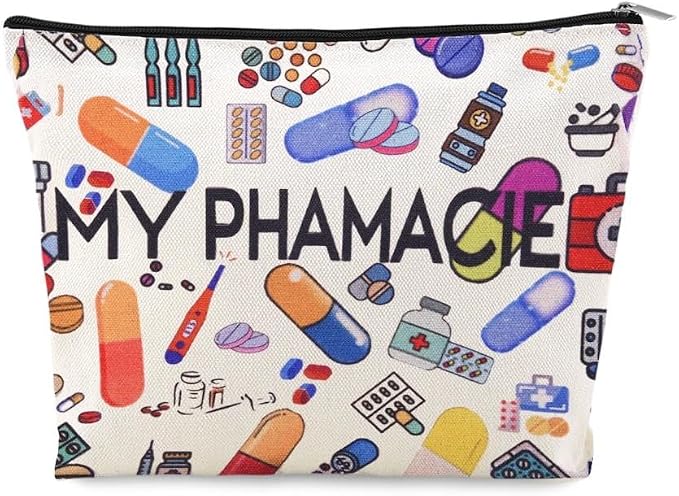 Pharmacy Technician Makeup Bag Pharmacist Graduation Retirement Appreciation Gifts Pharmacy Medication Storage Pharmacist Student Essentials Medical Zip Bag Travel Pharmacie Toiletry Cosmetic Pouch