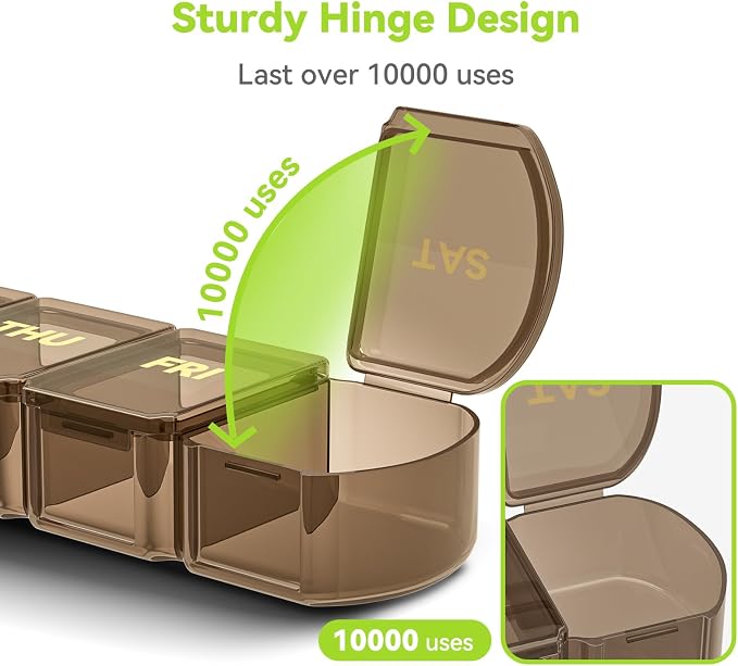 Large Pill Organizer Weekly - 7 Day Compartments with Easy-Open Design | SHIJOINYU XL Pill Box with High-Capacity, Daily Medicine Pill Organizer for Vitamins, Supplements, Fish Oils