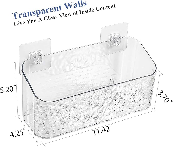 Bath Toy Storage 2 Packs, Large Bath Toy Holder - No Drill, Quick-Dry | BPA-Free Bathtub Toy Organizer, Wall-Mounted Adhesive Shower Caddy, Bathroom Toy Basket & Bin for Baby, Toddler, Kids, Wave