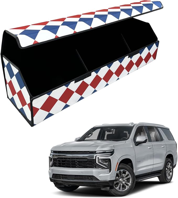 Car Trunk Organizer for For Chevy Tahoe - Custom Fit,Easy Installation，Large Space Outdoor Trunk Organizer with Leather,Hook and Loop Fastener,4-Layer Cover,For Chevy Tahoe 2021-2025