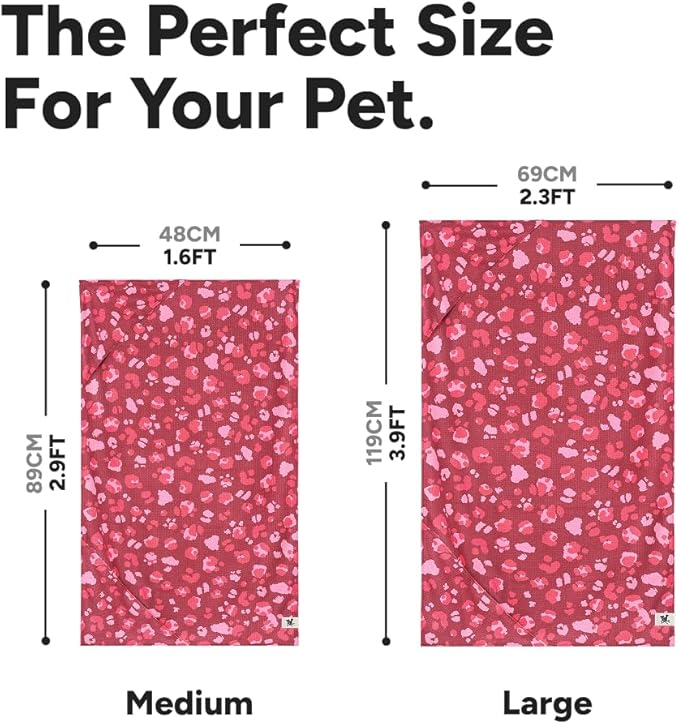 Dock & Bay Pet Towel - Super Absorbent & Quick Drying Dog Towels with Bag - 100% Recycled - Pink Paws, Medium (90x50cm, 35x19)