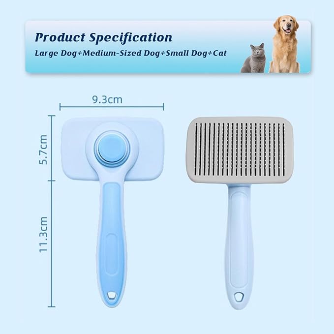Pet Hair Remover Tool 2 Pack - Pet Hair Brush + Reusable Lint Roller, for Long/Short Hair Indoor Cats & Dogs Shedding, Pet Fur Remover for Furniture, Car, Couch, Bedding