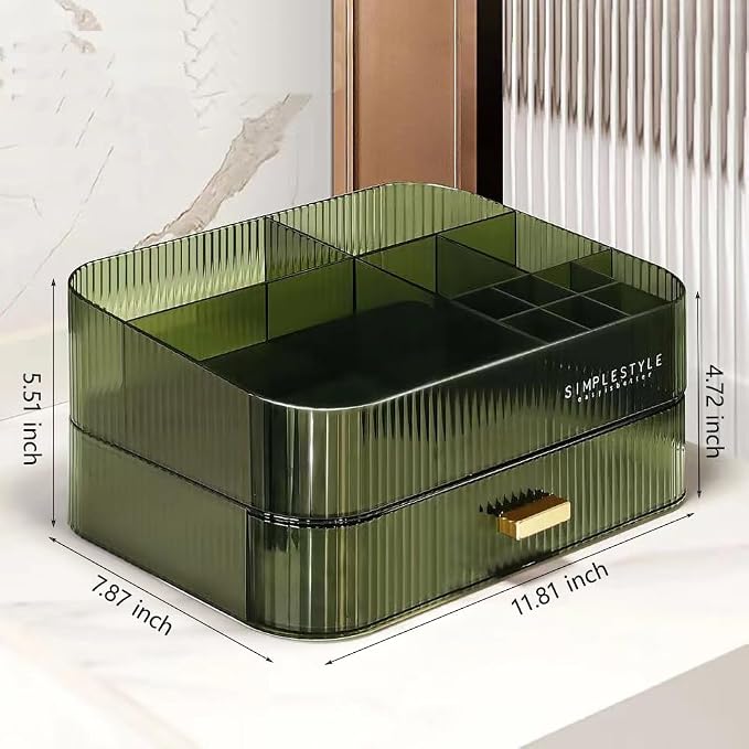 Makeup Organizer with Stackable Drawers, Bathroom Counter Organizer. | Drawers Can be Stacked, Cosmetic Display Case, Ideal for Make Up, Skincare, Perfume; Suitable for Dresser Top, Vanity