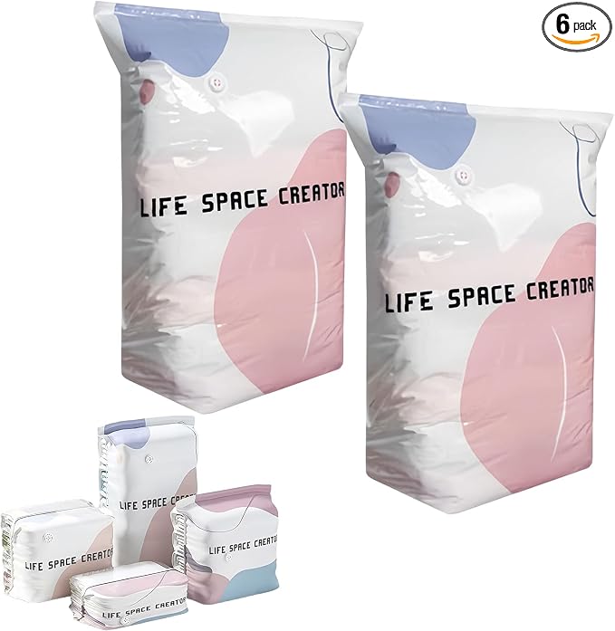 No Pump Vacuum Storage Bags, Large Capacity 3D Compression Storage Bags, Press & Seal Space Saver Bags for Clothes, Comforters, Blankets, Bedding, Travel and Home Organization (L*2)