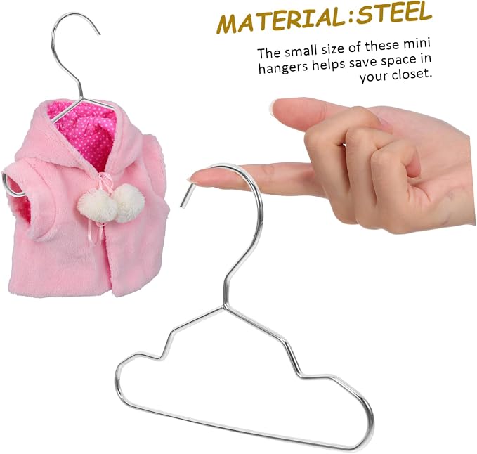 Ciieeo 10pcs Pet Hangers Steel Pet Clothing Rack Cat Dog Clothe Hanger Mini Storage for Doll Apparel Dry Rack Fashionable Garment Organizer