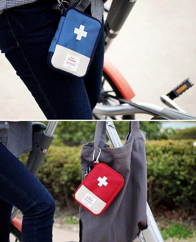 JIAKAI 2 Packs First Aid Bag,Empty First Aid Pouch,Mini Portable Medical Bag for Outdoor Camping Hiking Travel Emergency，Multifunction Emergency Medicine Storage Bag-7x5 inch