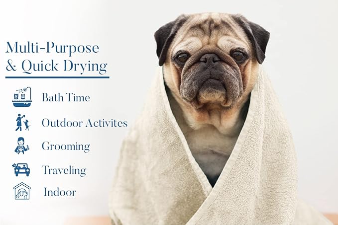 DAN RIVER Dog Towel - Pack of 1, 100% Cotton, 20x40, Ultra Soft 450 GSM, Super Absorbent & Quick Drying Towel for Dogs, Cats, and Other Pets, Shortbread.