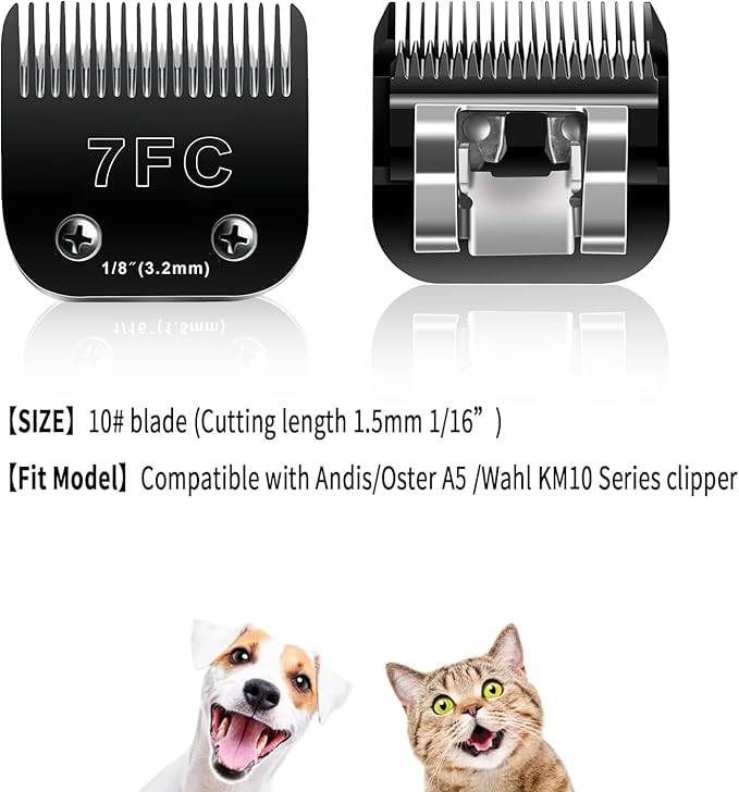 Audoc 4PCS Dog Grooming Replacement Blades Compatible with Andis/Oster A5/Wahl KM-10 Series Dog Clippers,Detachable Clipper Replacement Blade,Black (4PCS Black-#3FC+4FC+5FC+7FC)