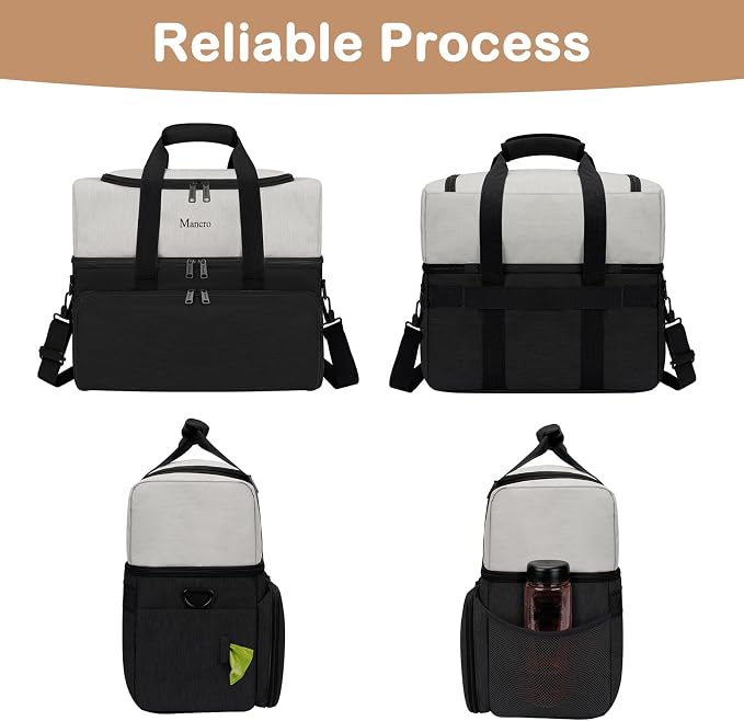 Mancro Dual Layers Dog Travel Bag, Dog Mom Gifts, Road Trip Essentials | Pet Travel Bags with 2 Extra Large Food Containers, 2 Collapsible Dog Bowls, Multi-Pockets Tote Organizer for Pet Supplies