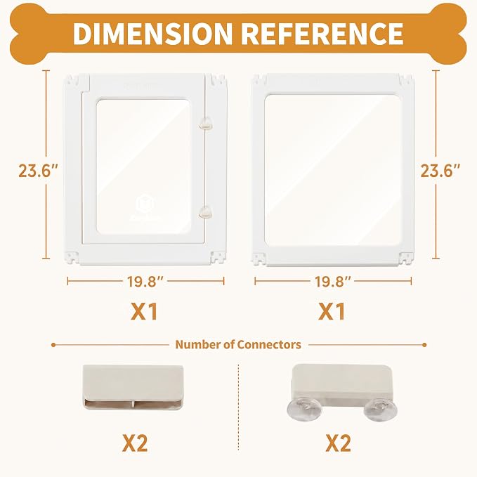 2PCS Panels Only for Zendova Acrylic Dog Playpen Indoor | DIY Kit Expansion for Puppy Playpens, Easy Assembly Design, Easy Clean Material, Includes 1 Panels + 1 Gate + 4 Khaki Buckles