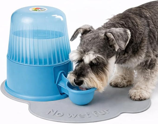 Pet Water Dispenser for Dogs and Cats, 67.6 oz – Gravity-Fed Water Bowl for Clean Drinking, Prevents Wet Fur, BPA-Free Polypropylene, Vida Mansa (Clear Light Blue)