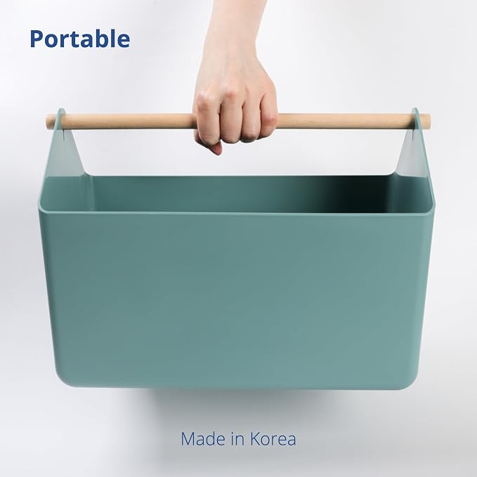 BLUE GINKGO Storage Basket, Large 10.5L, Green, Made in Korea | Portable. Spacious Storage Bin. Everyday Organization.