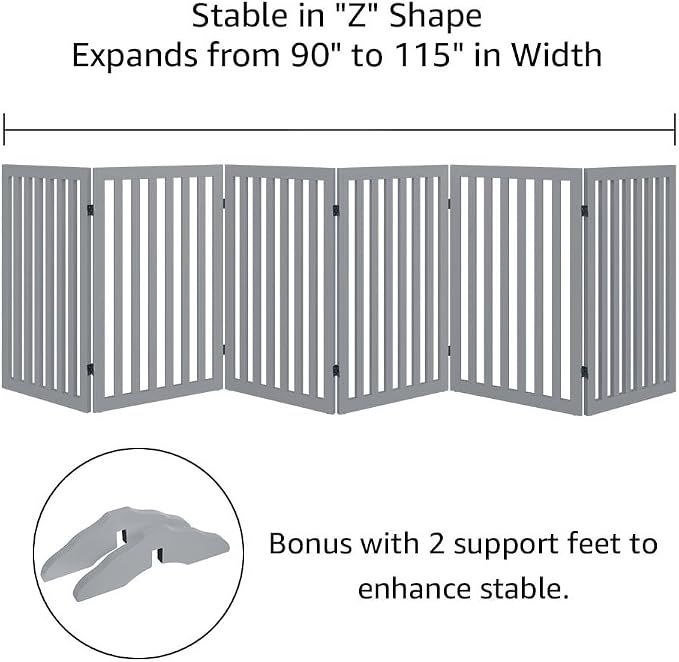 unipaws 120" Extra Wide Pet Gate and Pet Playpen Combination for Dog Cat | 36” Height Free Standing Dog Gate for Doorways, Stairs, Foldable Puppy & Room Divider, Indoor Use