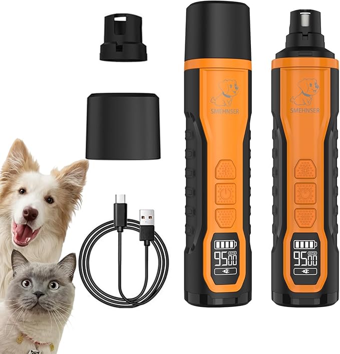 Dog Nail Grinder Quite, Cordless Grooming Pro Nail Grinder with 5 Adjustable Speeds & Led Light, & 2000mAh Battery, Suitable for Large Dogs, Medium, Small Pets with Hard or Thick Nail