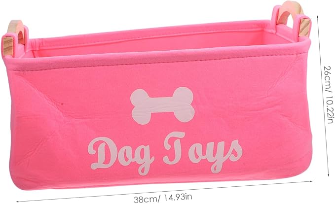 PRETYZOOM Pet Storage Organizer Basket Cute Cartoon Design Versatile Storage Case for Toys Clothes Sundries Felt Material Capacity Portable Carry Handle Stylish Home Decor