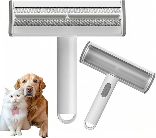 Pet Hair Remover, Lint Brush- Reusable Lint Roller for Cat & Dog Hair on Couch, Carpet, Rugs & Bedding- Portable, Eco-Friendly, No Need for Lint Roller Refills (Gray & White)
