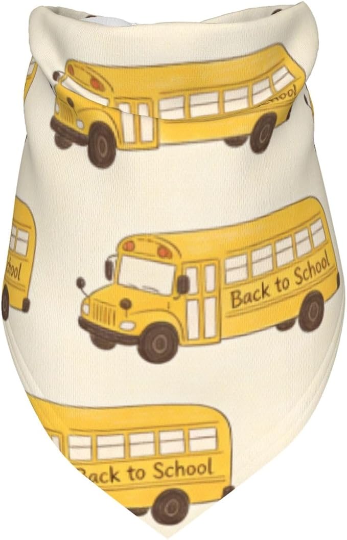 Teacher's Pet Dog Bandana,Funny Bandana Gift,Photo Prop Accessories for Dog Lovers Owner Gift,Triangle Reversible Fall Scarf, Adjustable (Yellow School Bus)