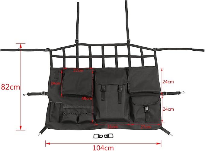 JeCar for Wrangler Rear Seat Divider Pet Net Dog Barrier Trunk Cargo Organizer Storage Accessories for 2007-2024 Jeep Wrangler JK JL (4-Door Only)