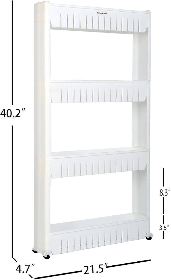 Laundry Room Organizer, Mobile Shelving Unit Organizer with 4 Large Storage Baskets, Gap Storage Slim Slide Out Pantry Storage Rack for Narrow Spaces, 4 Tier …