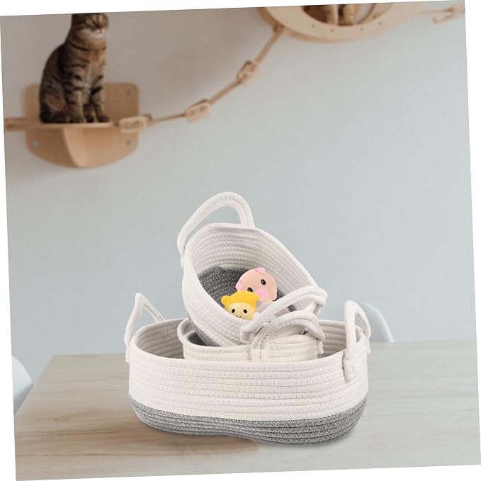 PRETYZOOM 3pcs Woven Dog Toy Basket Rope Storage for Household Pet Toys Food Clothes Stylish Lightweight and Organizer for Home