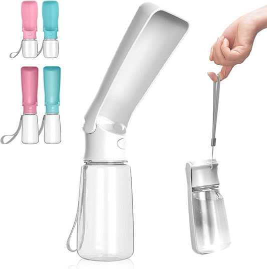Portable Dog Water Bottle, Foldable Dog Water Bottle Leak Proof Dispenser for Puppy Small Medium Large Dogs, Pet Drink Cup for Walking Hiking Traveling(White,19oz)