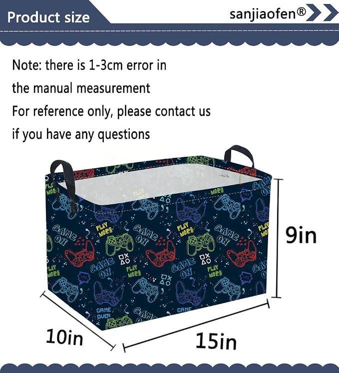 Sanjiaofeng Rectangular Game Basket for Kids,Kid Games Controller Bin,Cool Baby Storage Basket,Baby Storage Bin,Gift Baskets,Room Decor(Line Game Console)