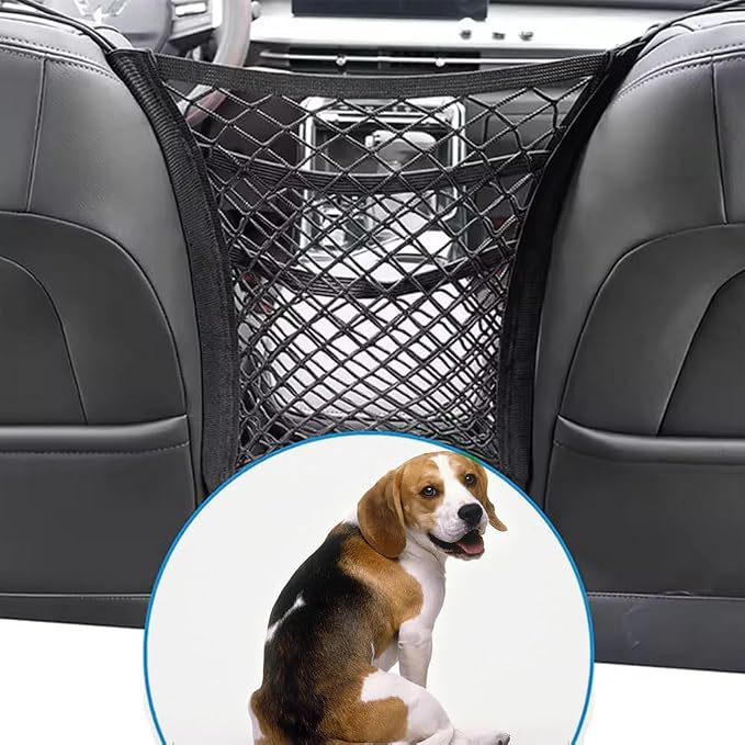 3-Layer Car Mesh Organizer, Dog and Kid Pet Barrier, Seat Back Net Bag Holder, Storage Organizer, Cargo Tissue Handbag Purse Holder, Driver Storage Netting Pouch