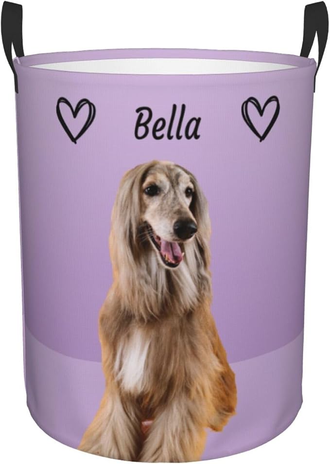 Personalized Large Dog Toy Storage Basket Bin Collapsible Custom Pet Stuff Box Chest Container for Living Room Organizer for Dog Toys,Dog Food,Blankets,Clothing (Lavender)