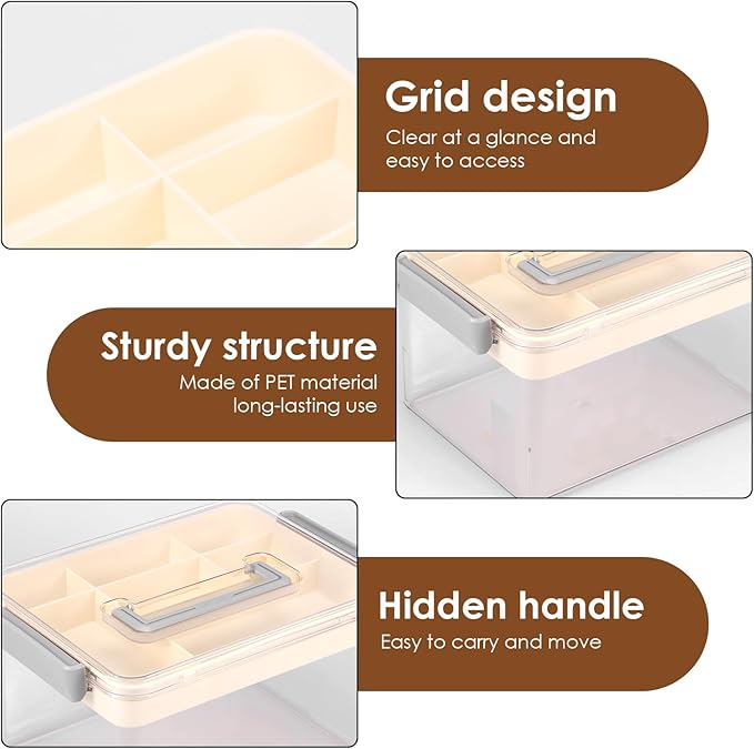Medicine Organizer Storage Box with Handle, Plastic First Aid Box Empty, Thickened Medicine Container Chest, Multipurpose Medical Case with Lids(transparent color)