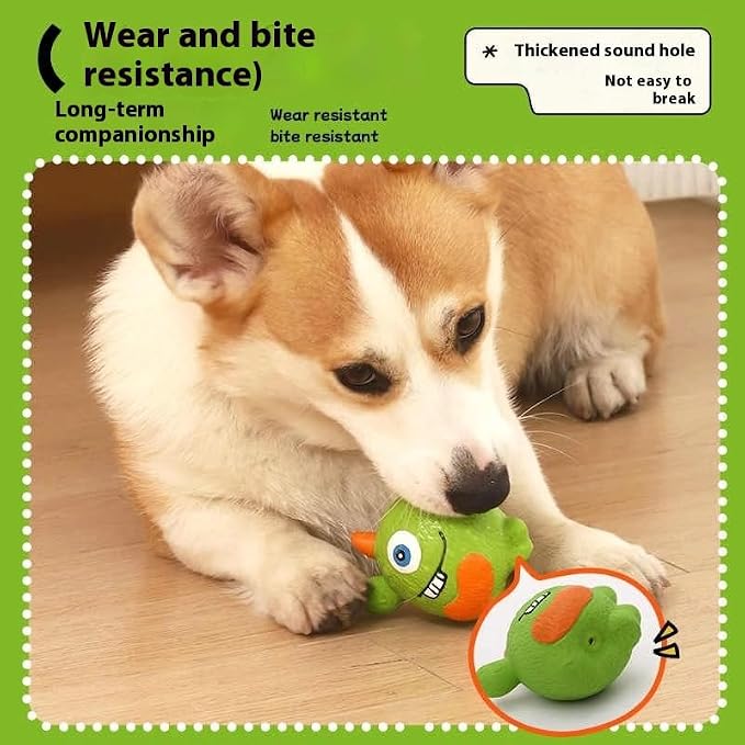 Dog Squeaky Toy, Monster Shape Chew for Small Medium Breeds Puppy Teething Relief Durable Latex for Biting Cleaning Interactive Washable Pet Supply (Green)