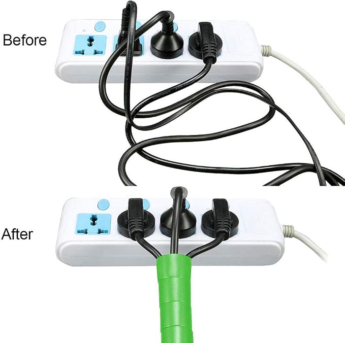 uxcell Flexible Cable Management Sleeve 14mmx16mm Computer Wire Wrap Cord Organizer 2 Meters Length Green