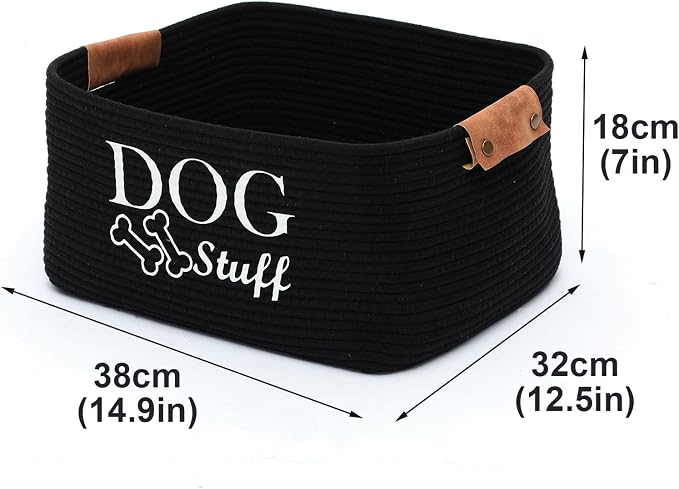 Square Dog toy basket storage Cotton Rope Storage Basket Pet/Pet Toy And Accessory Storage Bin Doy Toy Box-Black