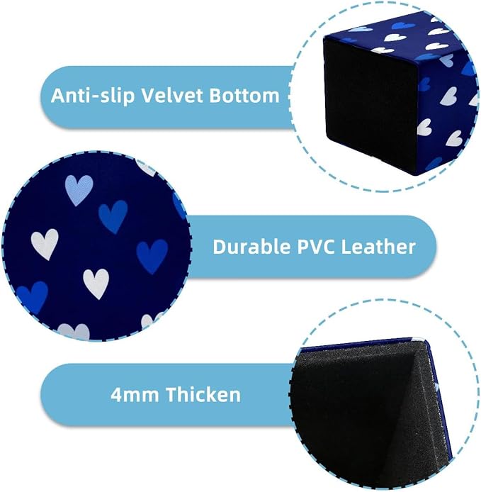 Love Heart Pen Holder for Desk Decor, Rectangular PVC Leather Pencil Cup for Desk Pen Organizer, Makeup Brush Holder for School, Home, Office