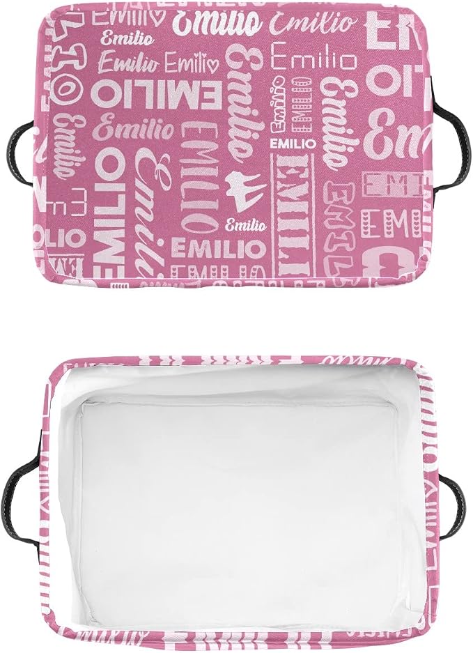 Personalized Toy Box Storage Bins for Boys Girls with Name, Kids Custom Storage Basket Cubes Organizer with Handles, Shelf Closet Storage Baskets Bin Customized Gift, 1 Pack