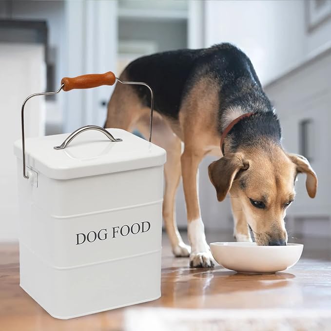 Geyecete Dog Treats tin and dog Food Storage Tin with Lid & with Spoon for dog Food Storage, Medium Pet Food Storage Can-Dog Food