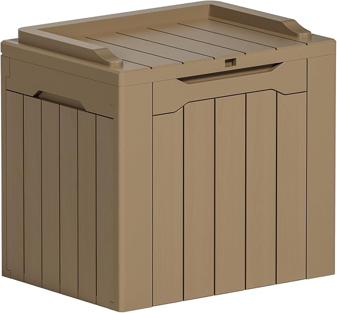 YESHOMY 30 Gal Plastic Storage Bins with Lid Stackable Box Organizers for Living Room, Office, Dorm, 1 Pack, Light Brown