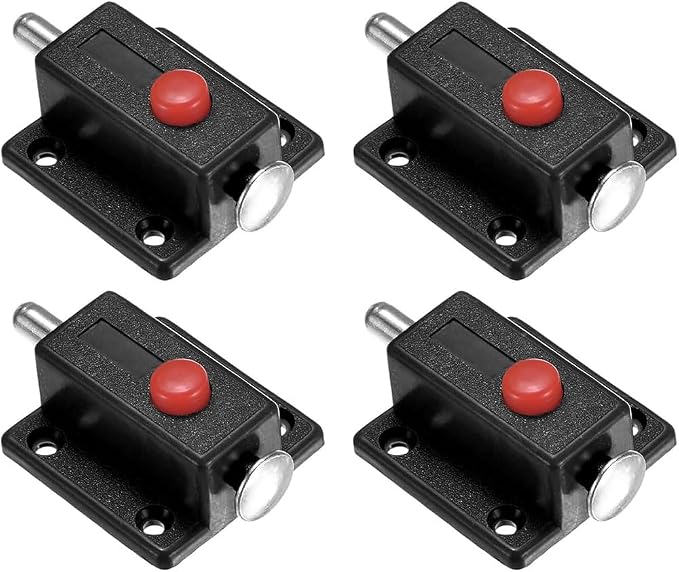 Press-to-Unlock Spring Latch for Cabinet Drawer Pet Door Tool Box Storage Chest (Black)