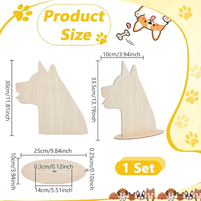 AHANDMAKER Dog Silhouette Display Stand Wood Pet Bib Cases Plywood Pet Scarf Display Cabinet Small Craft Show Photography Props with Easy Installation for Dog Accessory Bib Bandana Scarf Store Display