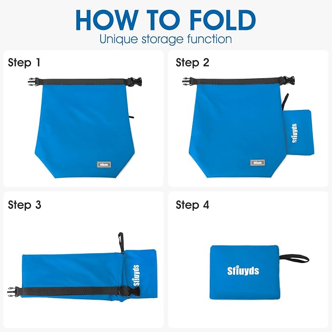 Pet Food Storage Bag Dog Storage Organizer Bag 2PCS Collapsible Dog Travel Bowls and Zipper Side Pocket for Home(Blue, Large)