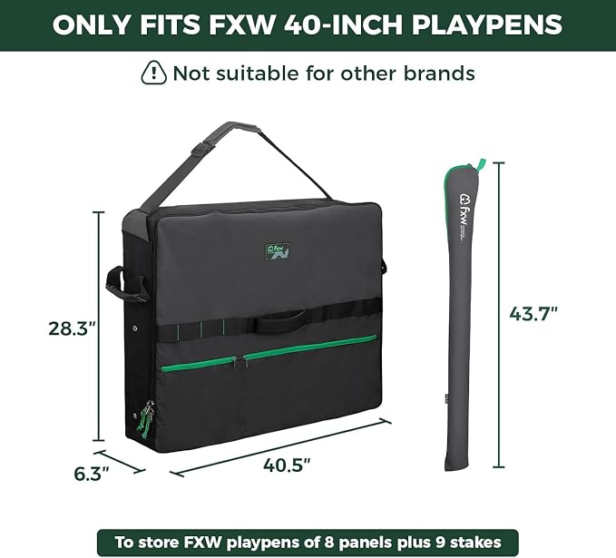FXW Dog Playpen Storage Bag, Designed for RV Trips, Black, 2 Packs | Fits FXW Pens Only(40" H 8 Panels & 9 Stakes), Comfortable Carry, Neat Storage, Wear-Resistant, Patented