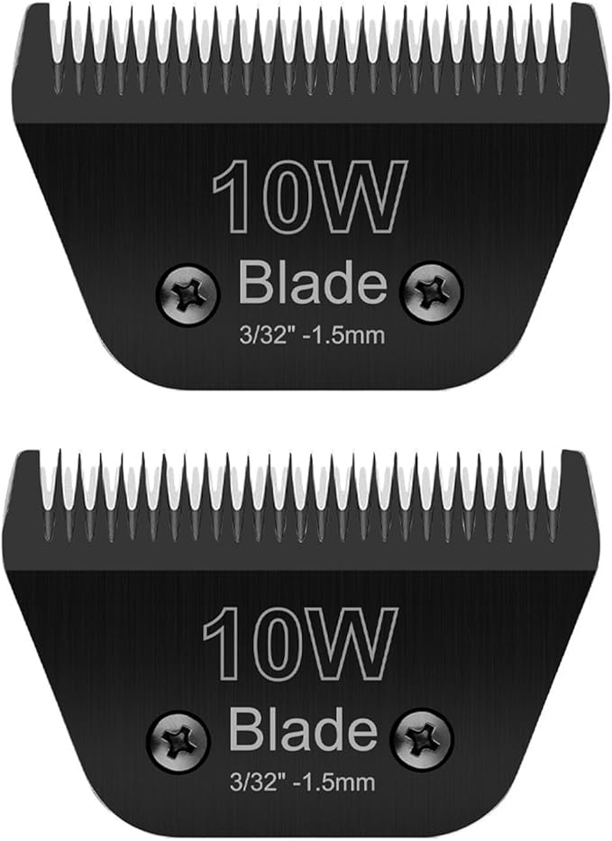 2PCS 10W Wide Blades for Dog Grooming Blades Compatible with Andis Dog Clippers,Stainless Steel Dog Clipper Blades Compatible with Oster A5,Wahl km10 for Animal Dog,Cat,Horse,Black